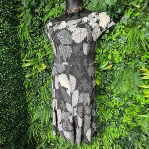 Nina Piu Dress Women Large Black Gray Fit Flare A line Skater Stretch 1020‎